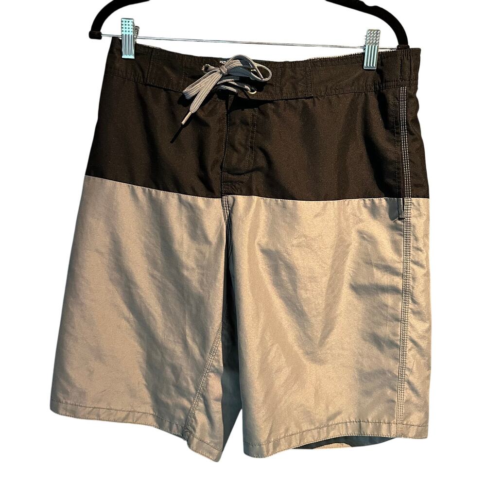 Old Navy Size Medium Tall Swimming Trunks Grey Black Pockets Cruise Vacation